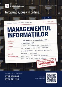 Program postuniversitar acreditat: MANAGEMENTUL INFORMAȚIILOR